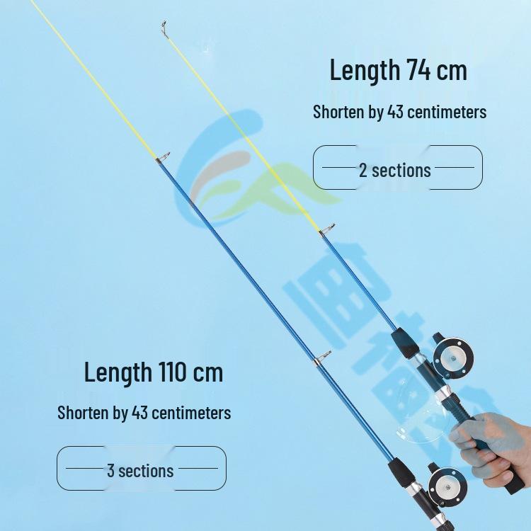 Kids' Retractable Mini Fishing Rod with Reel – Glass Fiber Ice Rod for Crabs & Lobsters