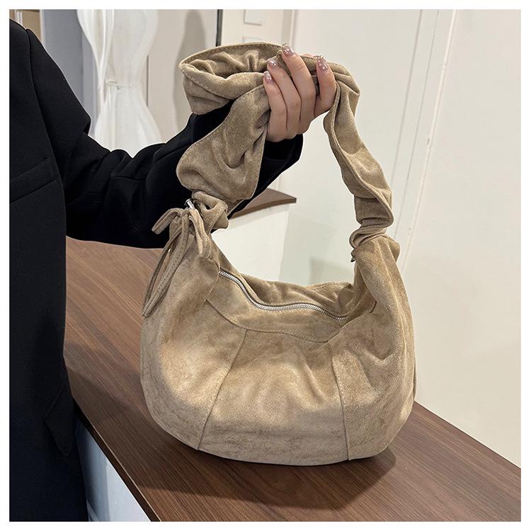 Korean Fashion Pleated One-Shoulder Tote: Versatile, Large Capacity Drawstring Dumpling Bag