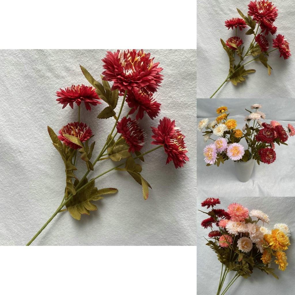 Realistic Silk Chrysanthemum Floral Stems For Banquet Hall Home Decoration