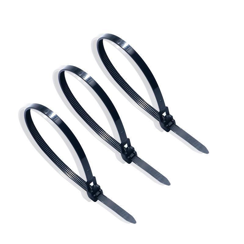 Reusable Nylon Cable Tie with Square Head, Black & White