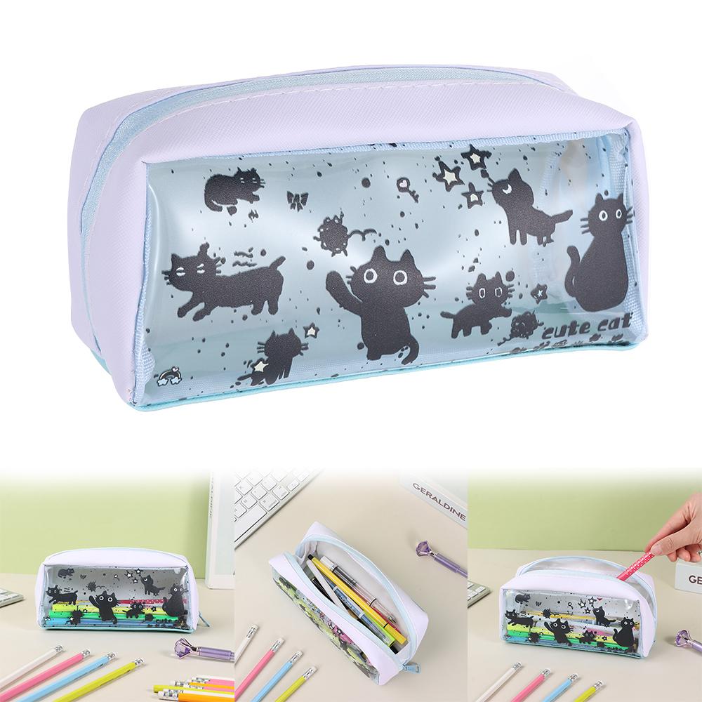 

Transparent Stationery Storage Bag Large Capacity Pen Box Cute Pencil Case