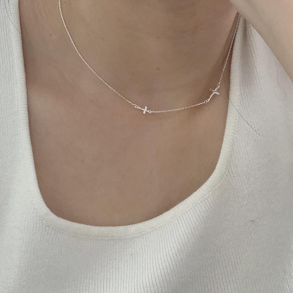 925 Sterling Silver Irregular Cross Neck Choker Chain Necklaces Women Luxury Jewelry Exquisite Aesthetic Charms Accessories