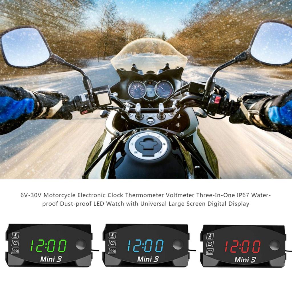 SURD 3 in 1 Multi-functional Motorcycle Clock, 6V-30V, Monitor, Digital Voltmeter, Multi-functional Display, Motorcycle