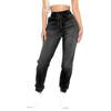 Women's High Rise Drawstring Waist Jogger Jeans Skinny Tapered Denim Pants Streetwear Casual Trousers