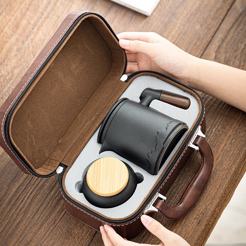 Portable travel tea set, small set, portable outdoor camping, express customer cup, one pot, four cups, teapot business gift.