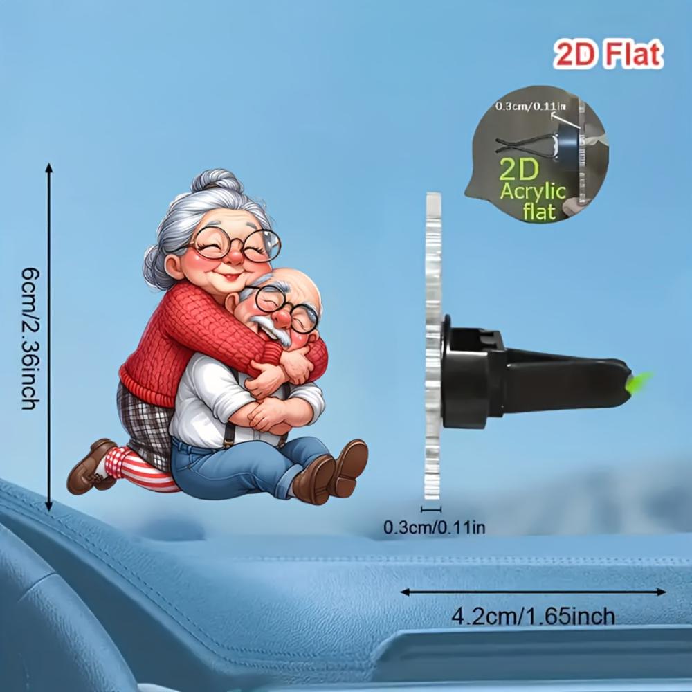 2D Flat Loving Couple Car Vent Clip Decorative Diffuser (fragrance Not Included), Car Interior Decoration, Aromatherapy Clip, Ideal for Holiday Gifts