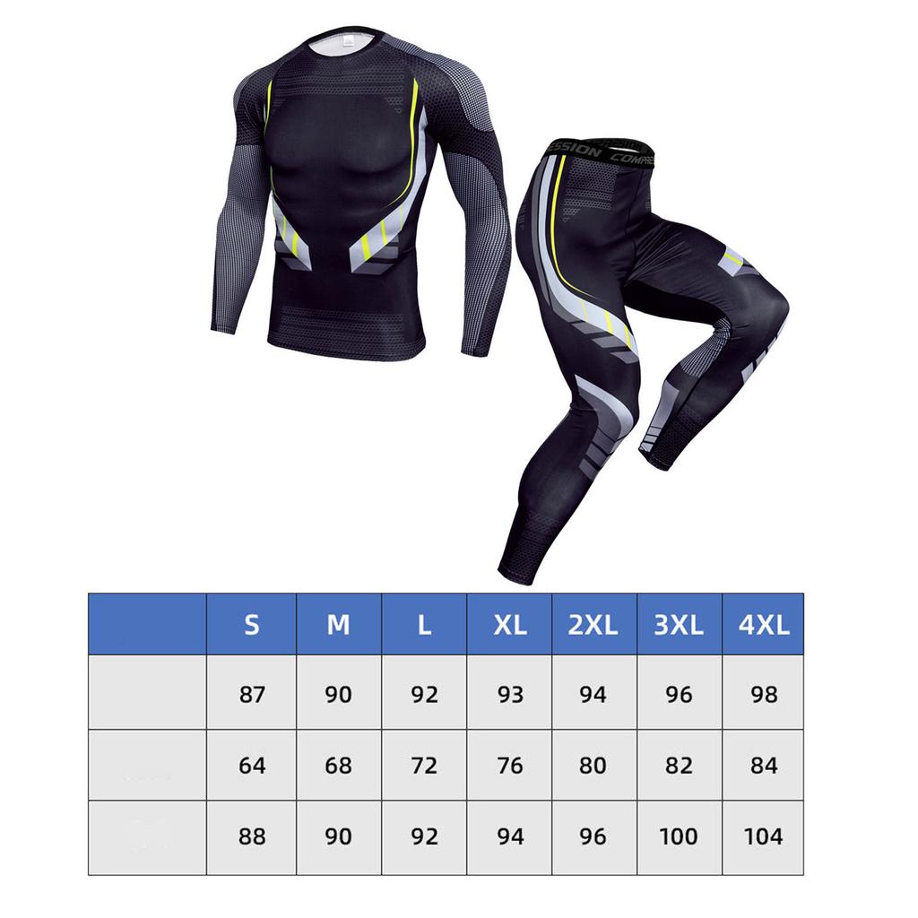 Men Tight Fitness Suit Quick Drying 2 Piece Breathable Workout Suit with Gel Pad for Exercise Training TK174 Suit L