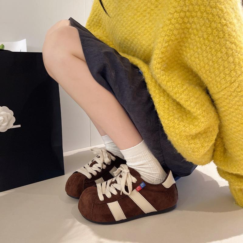 Autumn new retro inner height increase Merad lace-up big head casual board shoes women