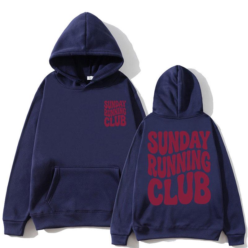 Sunday Running Club Graphic Hoodie Men Women Sporty Jogging Trendy Sweatshirt Oversized Fleece Casua Gifts