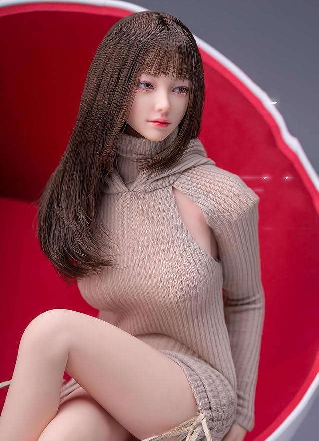1/6 Scale Female Head Sculpt Beauty Girl Rooted Hair Head Carving 12 Inch Female PH TBL JO Action Figure Body Collection (Long Hair)