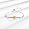 French Romantic 925 Silver Pull-Up 2 Carat Round Bag Zircon Imitation Moissanite Ladies Bracelet Wedding Jewelry