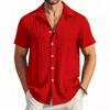 Men's Casual Button Down Shirts with Pocket Short Sleeve Textured Summer Holiday Beach Wedding Shirt