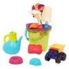 B. Toys Sandbox Set, 10-Piece Set with Sand Toys and Truck Toy, Summer Beach Bag, Ages 18 Months and Up, Authentic