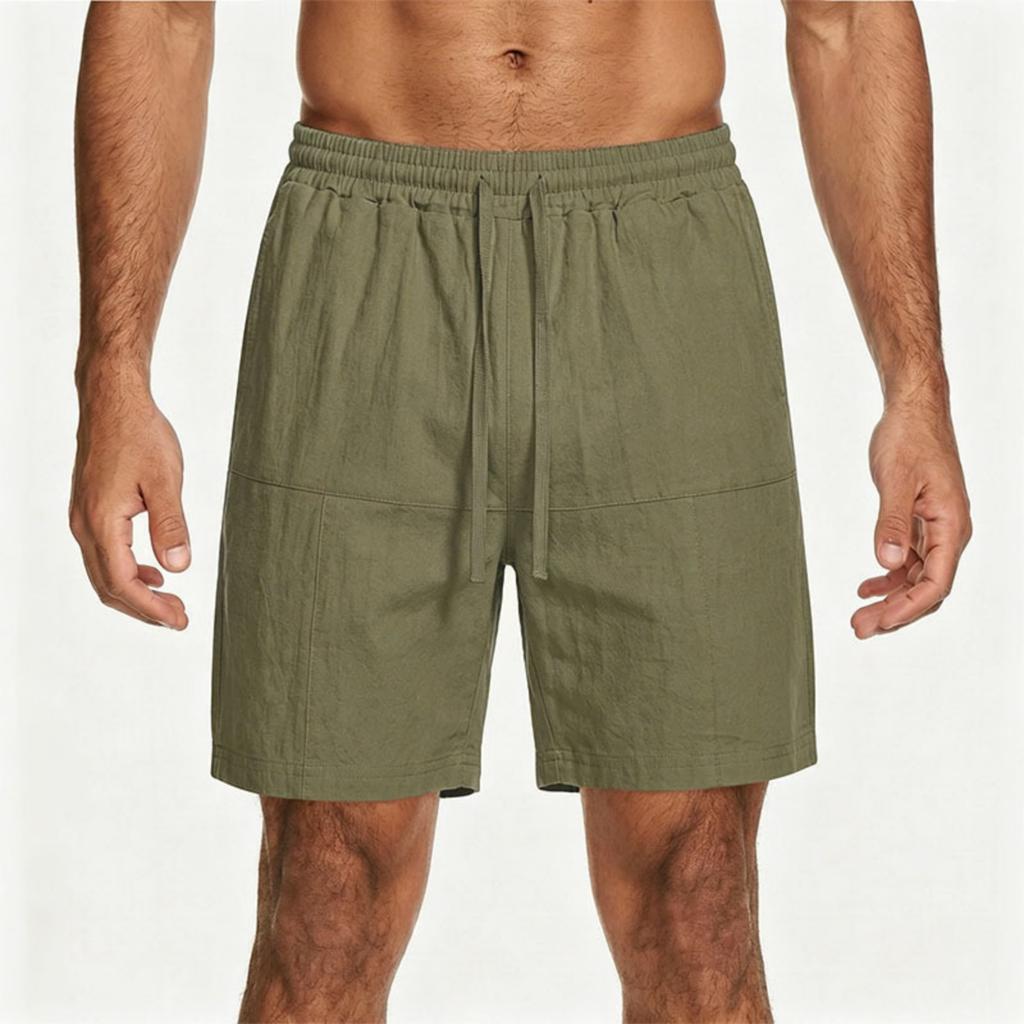 Men Linen Lightweight Breathable Shorts Drawstring Waist Relaxed Fit Elastic Casual Beach Fitness Shorts for Vacation Workout