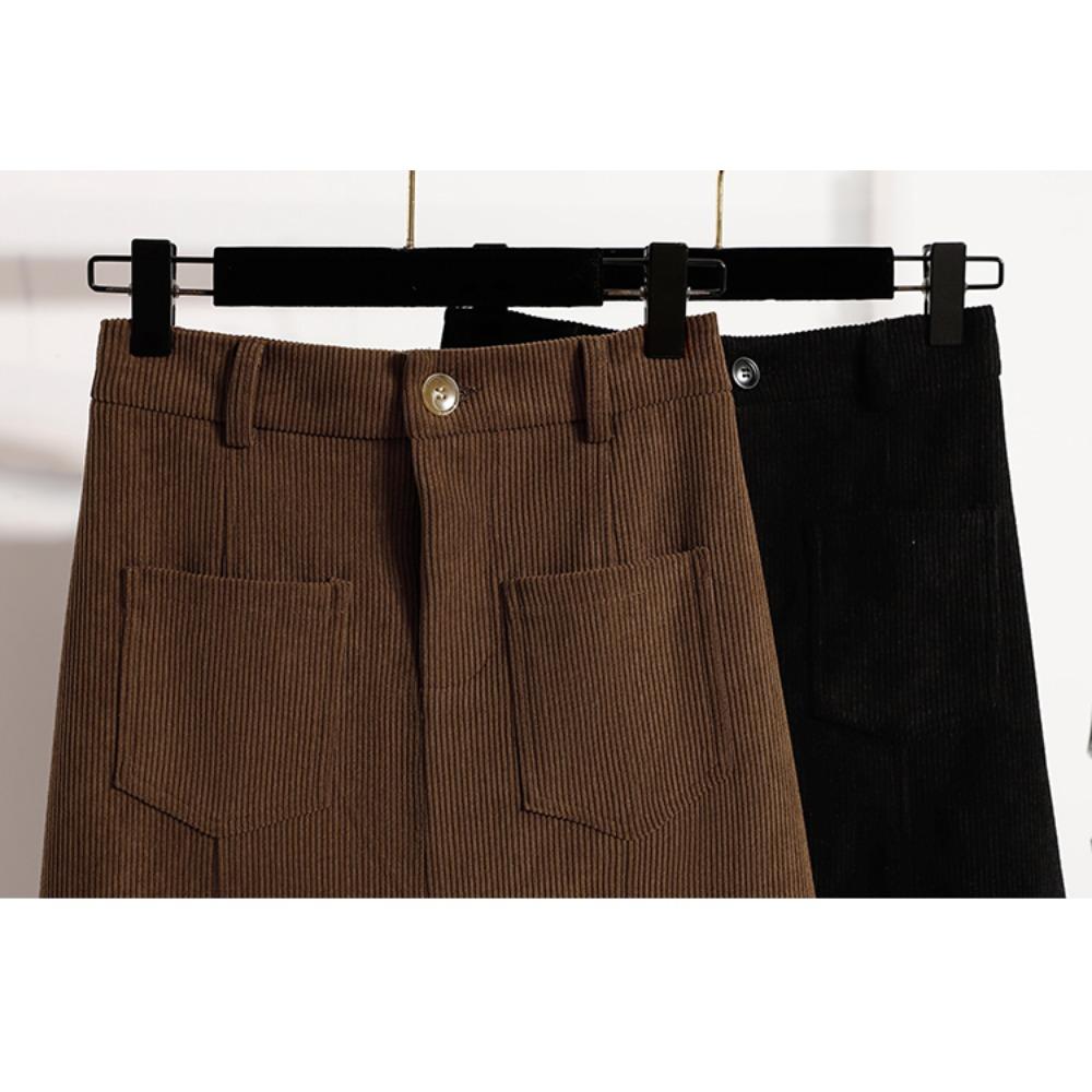 DIMANAF Plus Size 2025 New Winter Women Skirts Corduroy Loose Casual Elastic Waist Fashion Lady Thick Short
