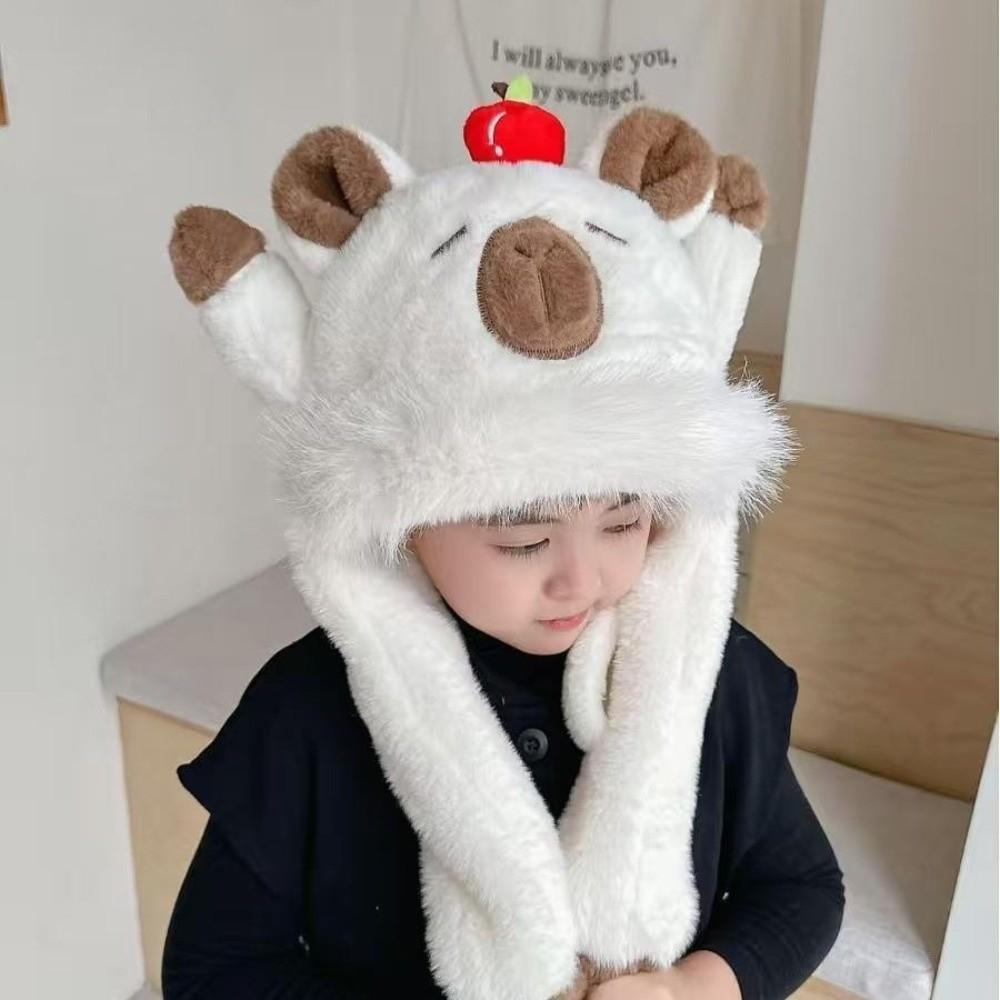 Cold Proof Warm Hat Cute Capybara Hooded Hat Scarf Fashion Ear Protection Cap  Winter