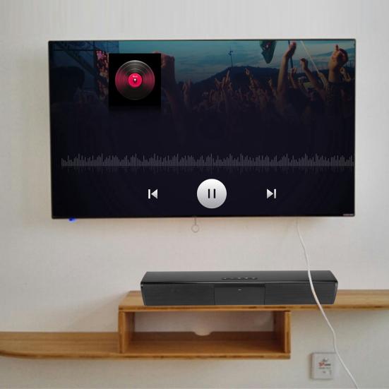 BS-28A Tragbarer Bluetooth-kompatibler Stereo-Lautsprecher UKW-Radio TF-Karte Heimkino-Soundbar
