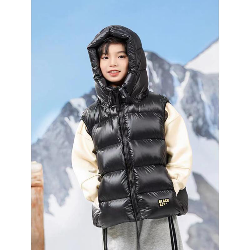 Vestă de Îmbrăcăminte pentru Copii de Înaltă Calitate pentru Băieți și Fete Jachetă pentru Copii din Catifea Neagră Aurie cu Glugă Îngroșată Rezistentă la Frig Palton pentru Bebeluși Top Catifea Mătase Pană