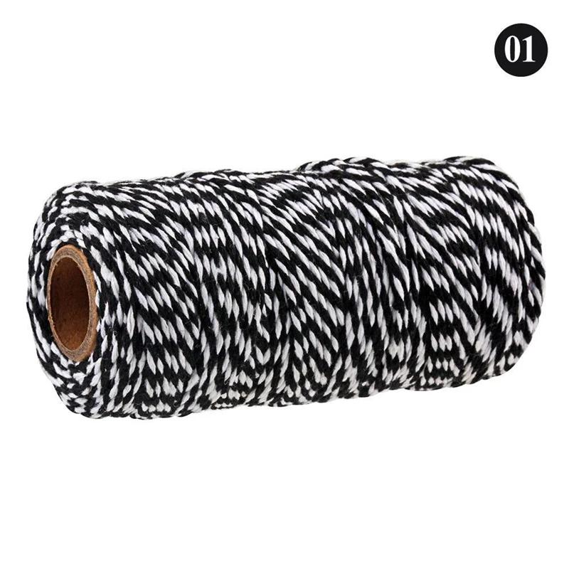 100Meter/Roll Two Colors Cotton Cord Baker Twine Colorful Cotton Crafts Twine Macrame Cord String Bandage Label Rope