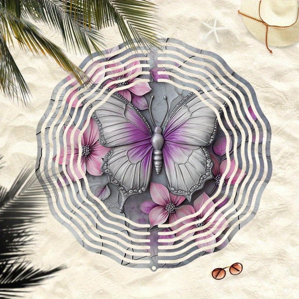 Vlinder Windgong Metaal Tuindecoratie Maanlicht Vliegende Bloemen Buiten Binnen Binnenplaats Cadeau Geen Batterijen Nodig