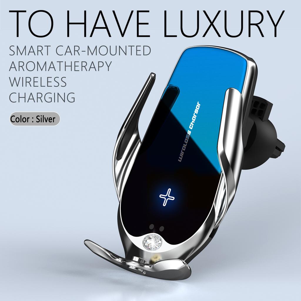 Držák do auta s rychlým bezdrátovým nabíjením 15 W Držák na nabíjení Qi s magnetickou hlavou Univerzální pro mobilní telefon Držák s otočným ventilem o 360°