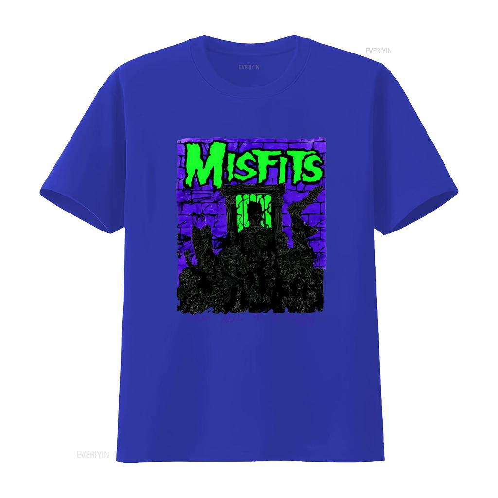 MISFITS 80s Rockband One Hell of A Party T-shirt Vintage Stijl voor Fans vintage Gewassen Stijlvolle grafische print Veelzijdig