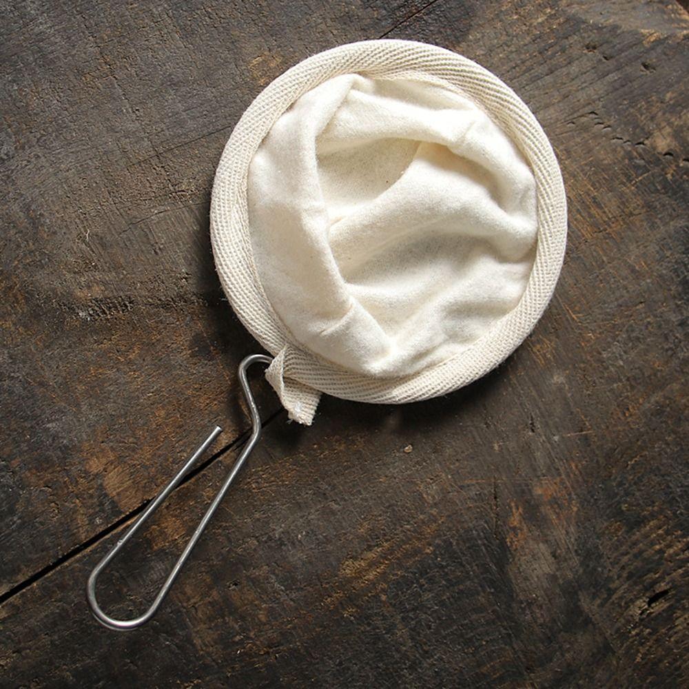 Reusable Coffee Filter Bag Flannel Cloth Strainer Replacement Coffee Filter Sock Stainless Steel Handle Fine Mesh
