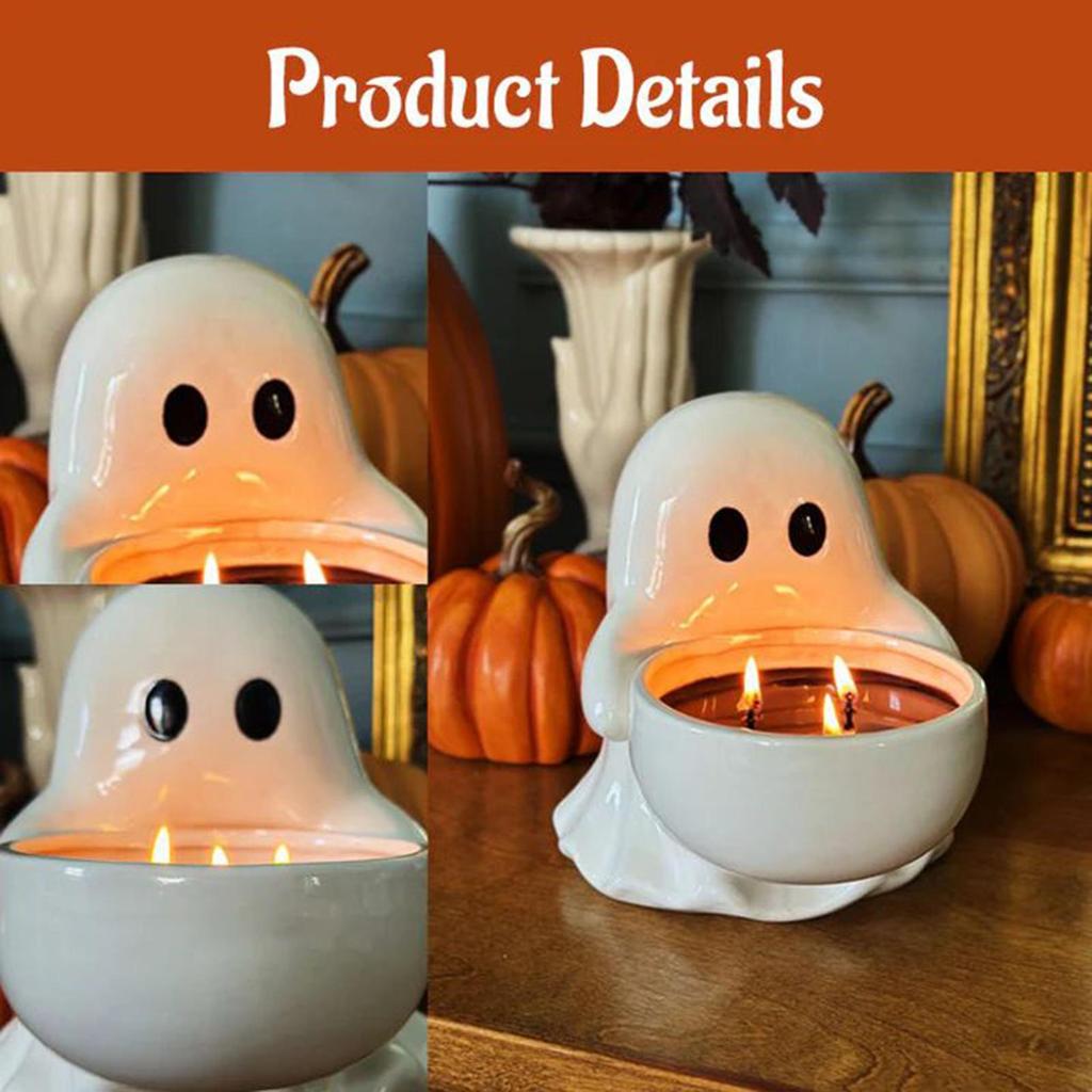 Halloween Candle Holder Halloween Ghost Candlestick Ghost Figurine Candle Holder Desk Halloween Decoration Collectible Figurines