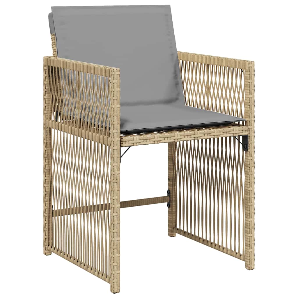 Garden Dining Set 9 pcs Beige Poly Rattan