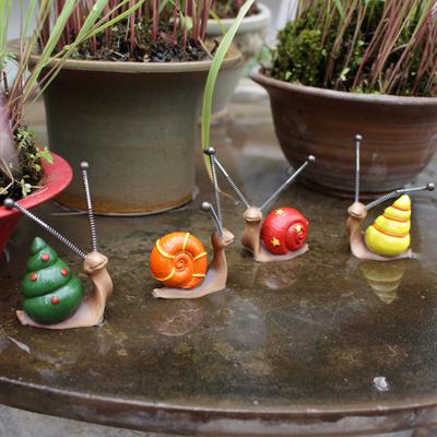 4-piece Set of Snail Resin Handicrafts, Courtyard and Garden Decoration Ornaments, Bonsai Statues, Home Decoration Small Ornamen