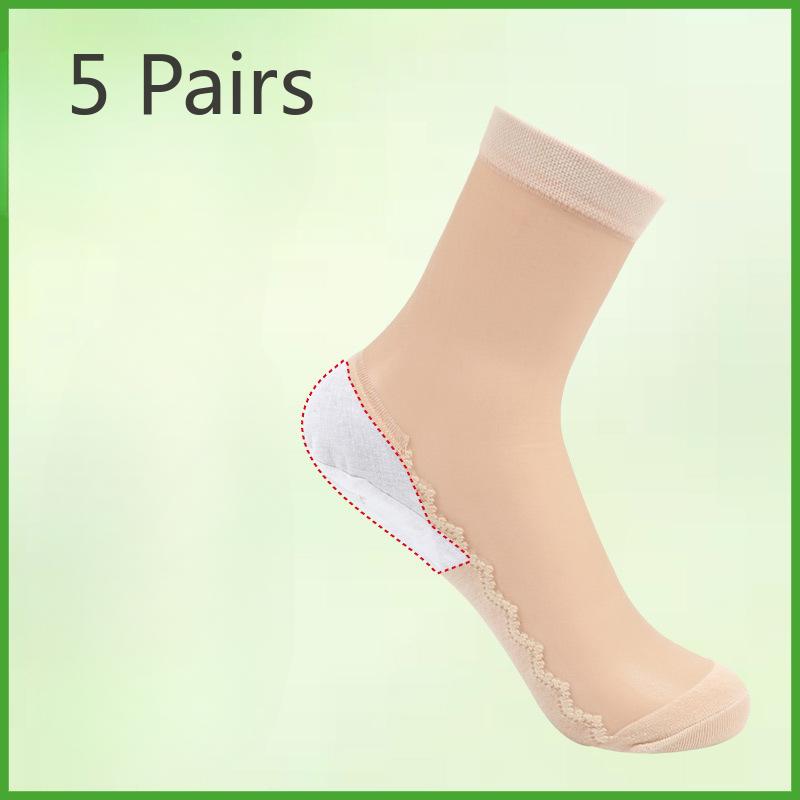 

5 пар женских весенне-летних хлопковых носков с подошвой из стекла, из хрустального шелка, против растрескивания, против зацепок 5 Pairs телесный