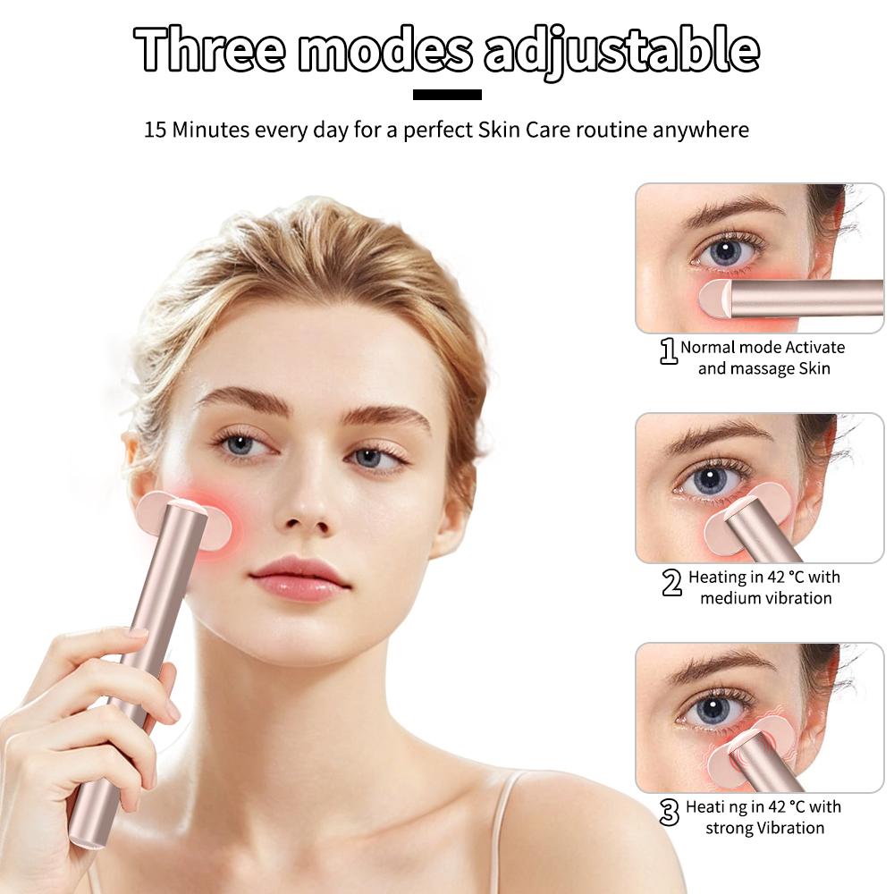 4-in-1 Lichttherapie-Stab Rotes Licht Augen-Schönheitsmassagegerät Anti-Falten Elektrisches Augenmassagegerät Werkzeug für Augenringe Tränensäcke Gesichts- & Lippenfalten