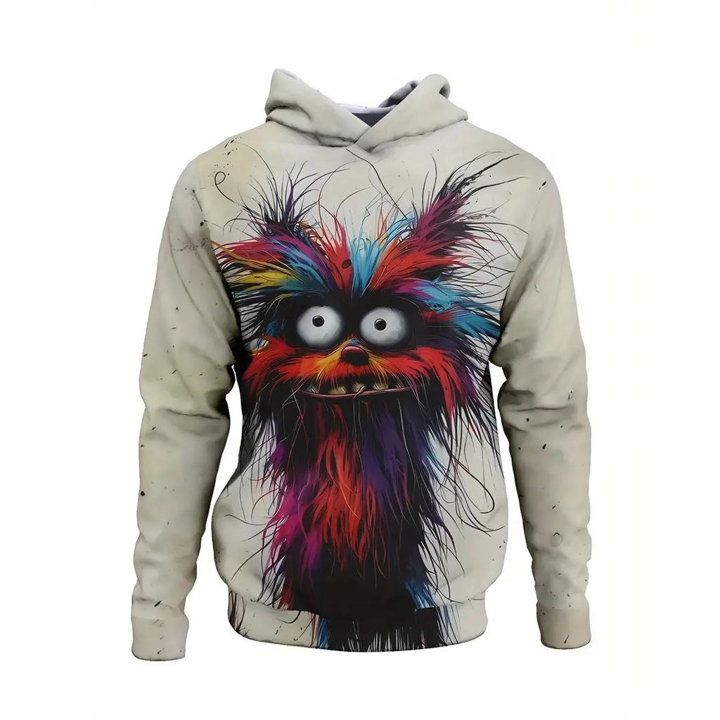 Autumn  Men's Hoodie Casual Long Sleeve Pullover Harajuku Print Animal Top Fashion Streetwear Oversized Men's Hooded Sweatshirt