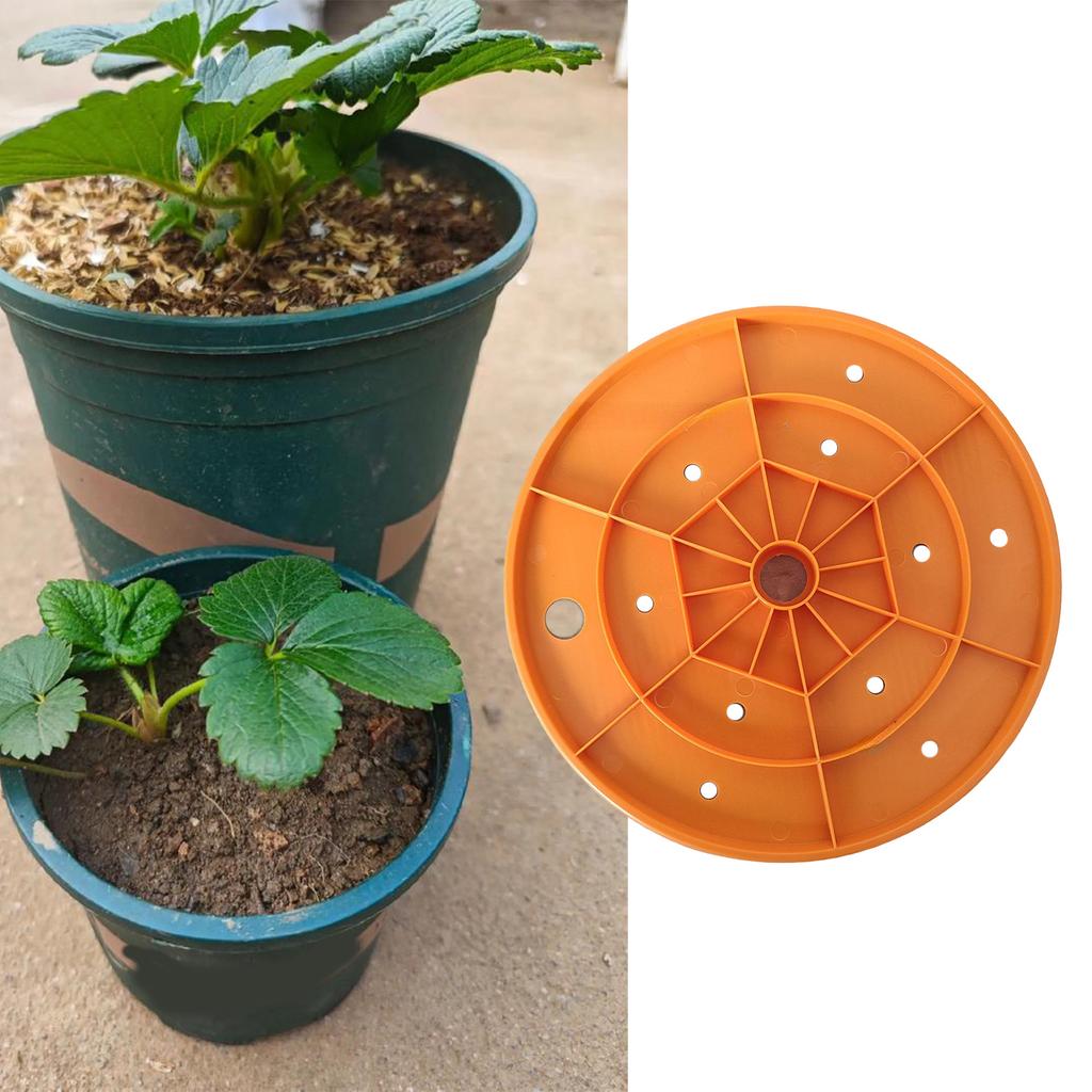 Reusable Orange Plastic Planter Insert Drainage Discs Pack of 2 with Anti Clog Holes To Optimizes Soil Moisture Control