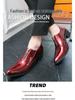 Men's Cross-Border Shiny Leather Dress Shoes - Pointed, Chunky Heel, Height Increasing, Zippered for Spring & Autumn