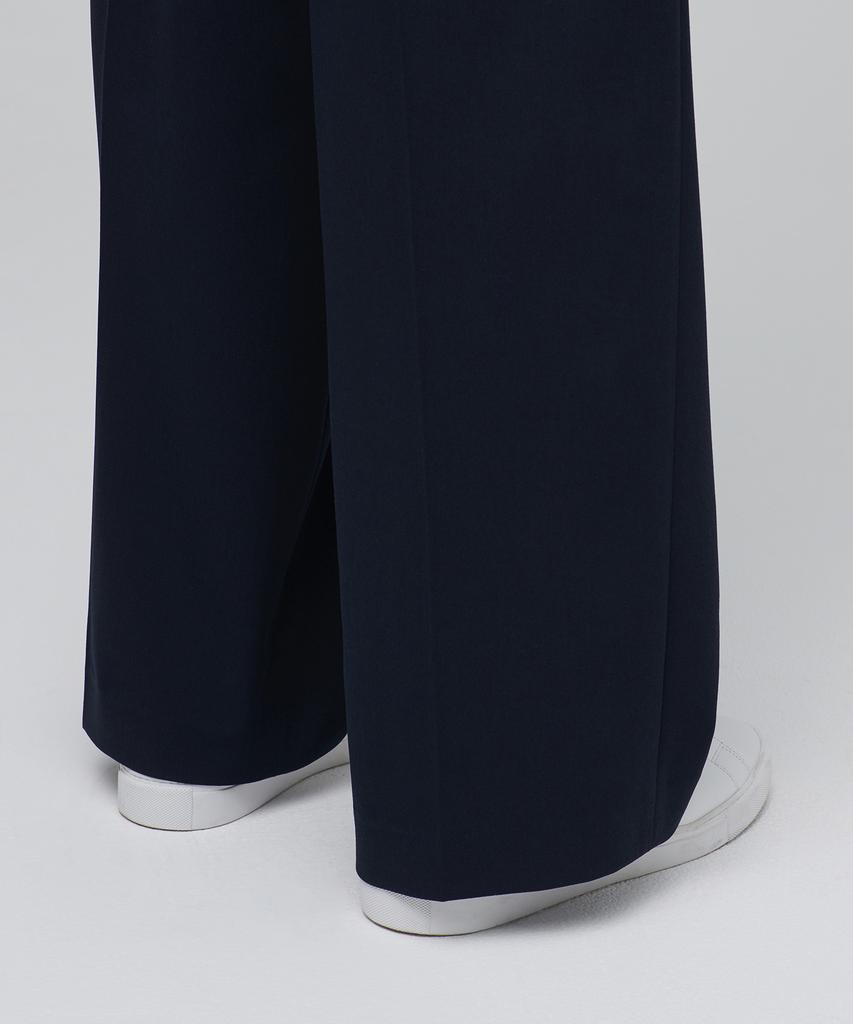 MUSINSA STANDARD Super Wide Hidden Banding Slacks [Navy]