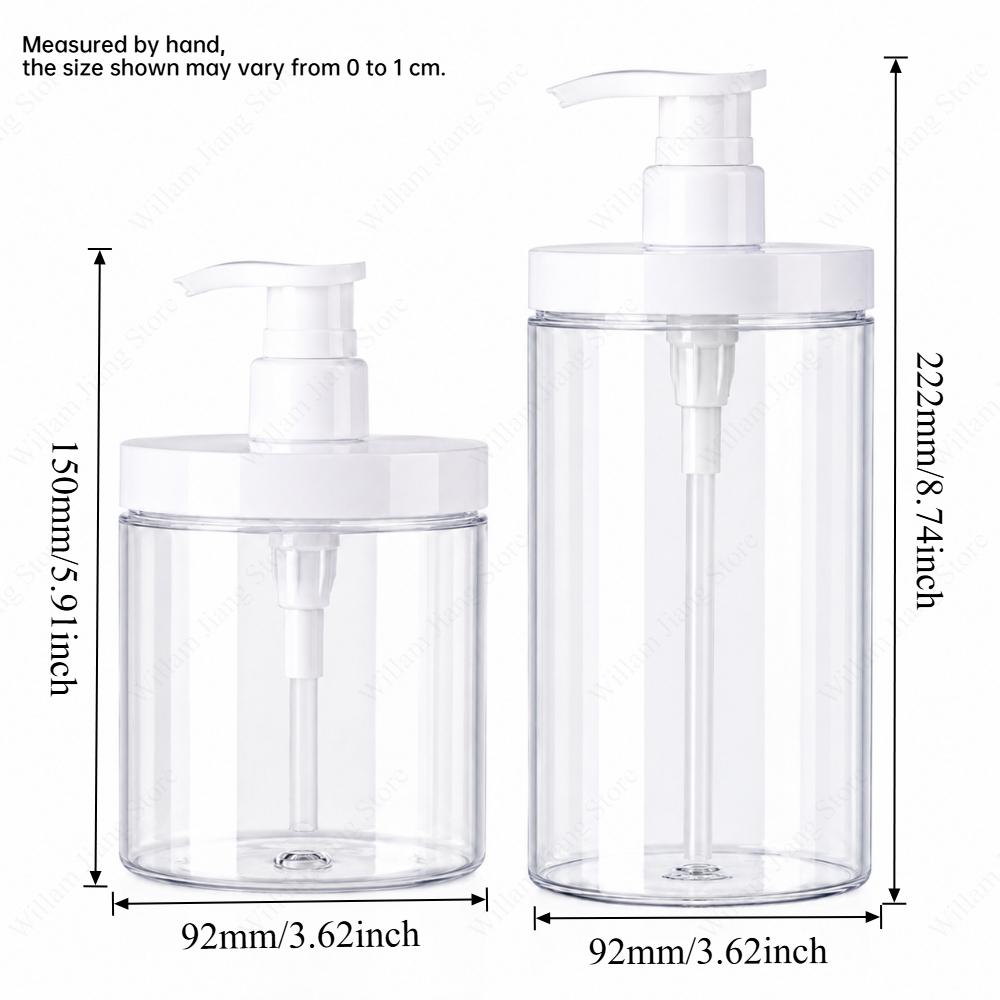 Sticlă Dispenser PET Reumplabilă cu Pompă și Gât Larg 500/1000ml Transparentă pentru Depozitare Săpun de Duș Accesoriu Casnic