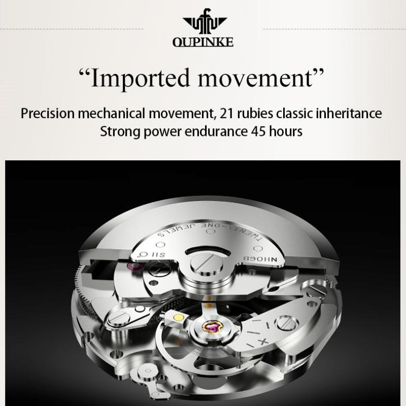 OUPINKE Nouvelle montre pour femme d'affaires et de loisirs, montre mécanique entièrement automatique, montre simple et tendance haut de gamme pour femme