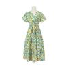Summer Short Sleeve Floral Printed Women Dress New V Neck Fashion Elegant Loose Casual Party A-line Dresses Female Lace-up Women's Clothing