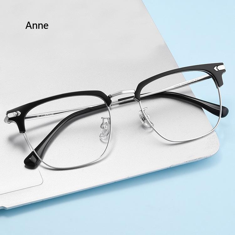 Women Men Silver Anti Blue Light Transparent Myopia Glasses Frame Round Eyewear Blocking Glasses Optical Spectacle Eyeglass