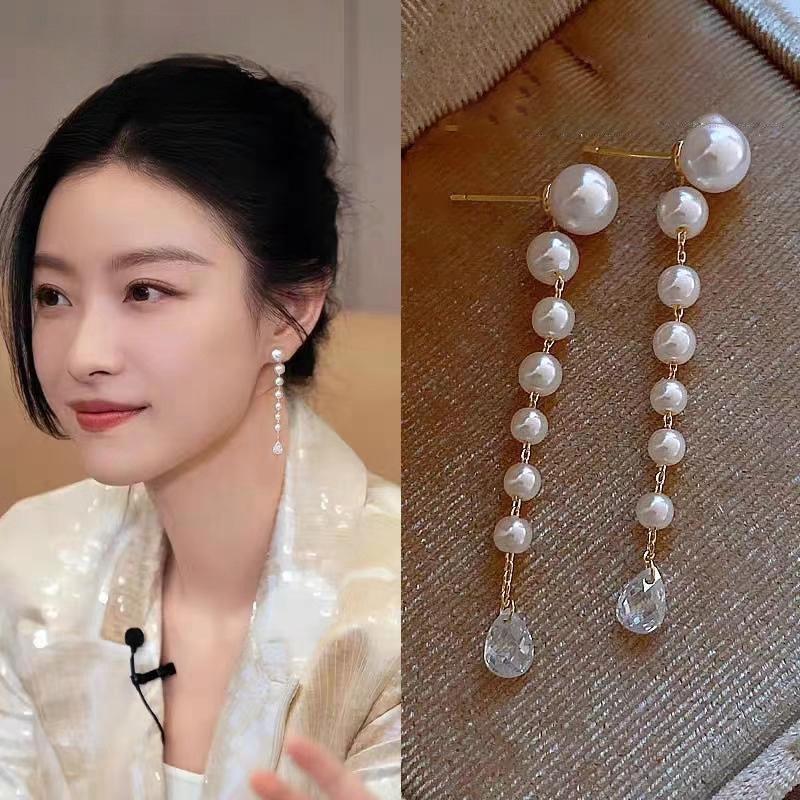 Luxury Silver Zirconia Tassel Pearl Drop Earrings: Elegant, Versatile Studs
