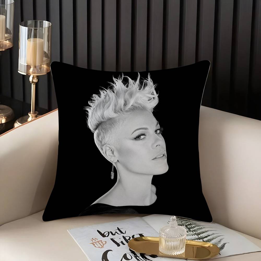 Pink Trustfall P!Nk Singer Pillow Case Home Dorm Chair Back Short Plush Double-Sided Printing Office Nap Time Cushion Cover