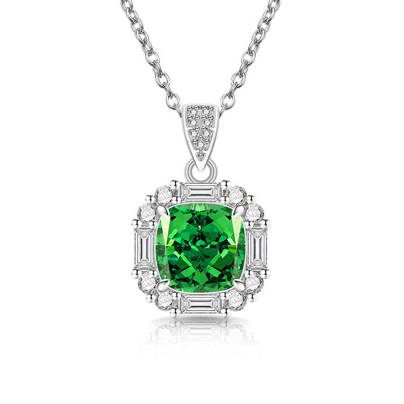 2026 Colored Treasure Ice Flower Cut Sugar Cube Necklace Super Flash High Carbon Diamond Electroplated Real Gold Pendant