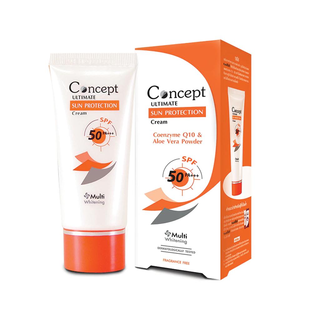 

Солнцезащитный крем Concept Ultimate SPF50 PA+++, коэнзим Q10 и порошок алоэ вера, универсальное отбеливание, дерматологически протестировано, 40 г.