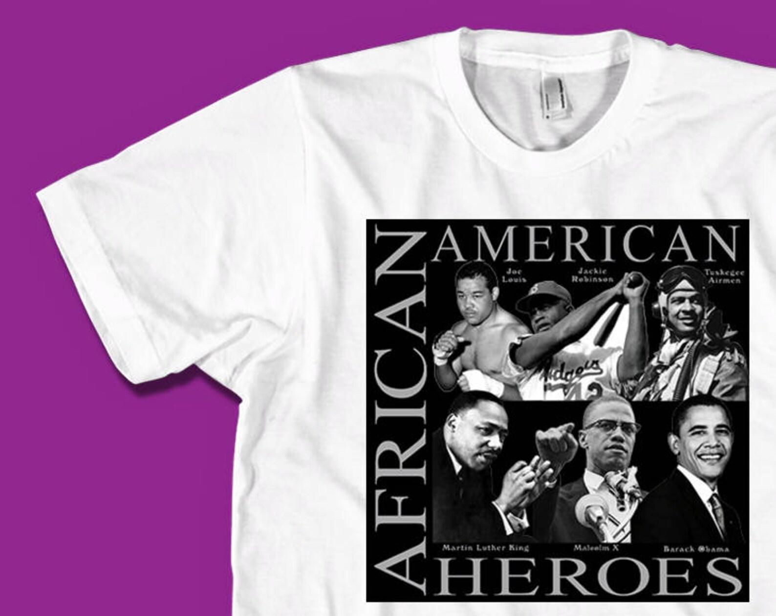 African American Heroes T-Shirt: MLK, Obama, Malcolm X 4XL