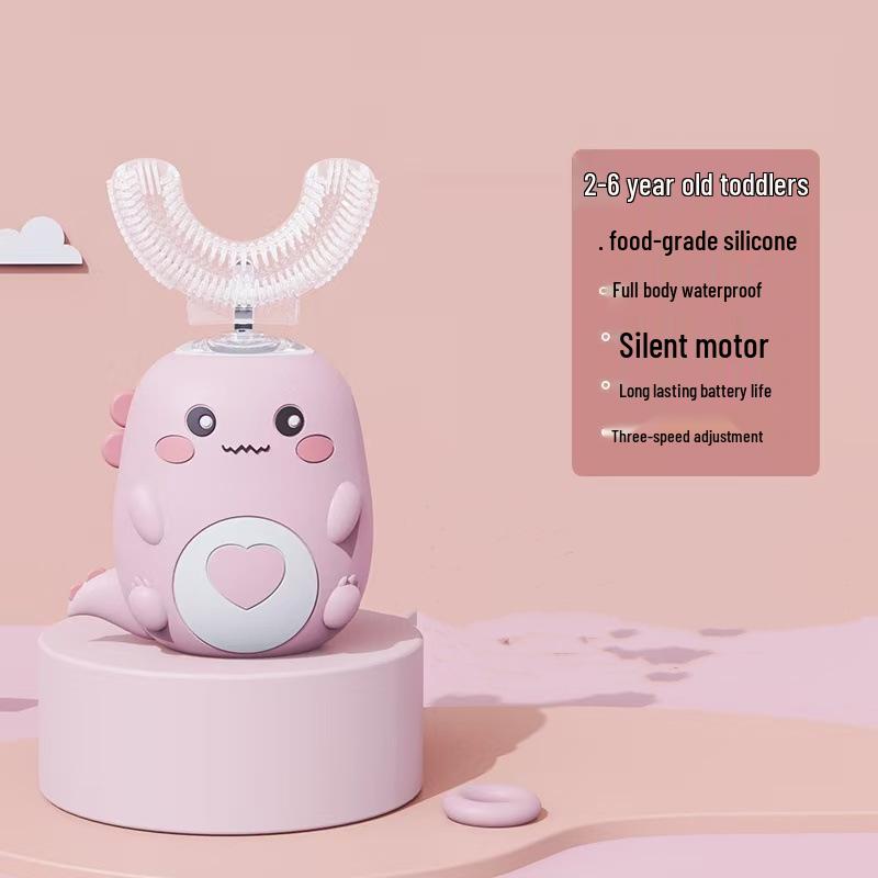 

Smart Kids U-shaped Electric Toothbrush: 3-Speed, Sonic Vibration, Soft Bristles, Waterproof, Ages 2-12.