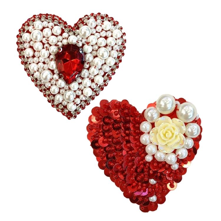 Blingbling Heart Patches Sew On Bannner Repair For Clothing Applique Sequined Patches Sew On Craft