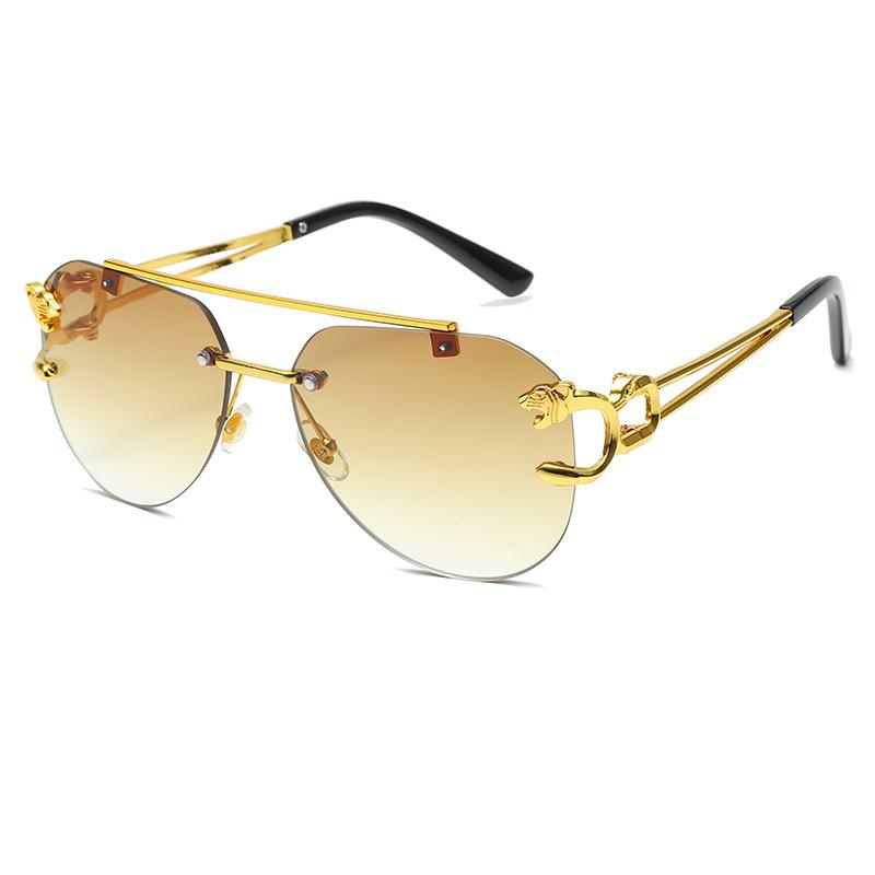 New Rimless Sunglasses Pilot Fashion Metal Frame Women Men Large Round Sun Glasses for Female Male Gradient Traveling Oculos