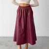 Womens Mid-Length A-Line PU Leather Skirt Elastic Waist Commuter Style Fall Winter 2026