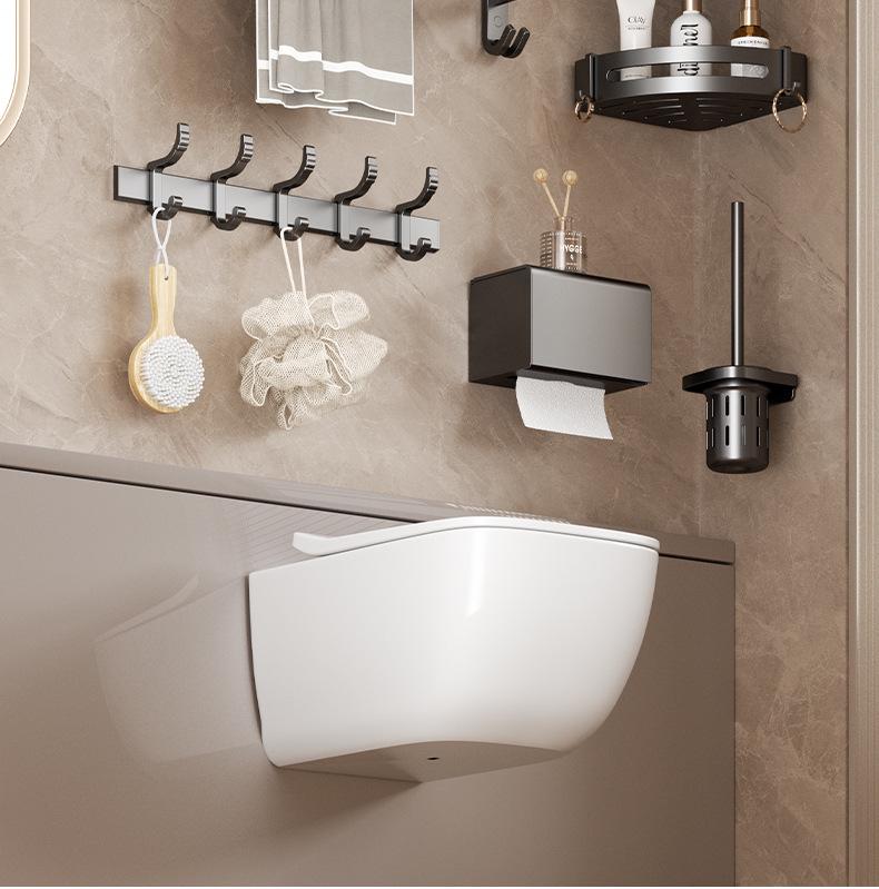 Gun Gray No-Drill Bathroom Towel Rack & Toilet Storage Set